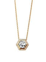 Geometrix 18K Yellow Gold, Rock Crystal & 0.15 TCW Diamond Hexagonal Pendant Necklace