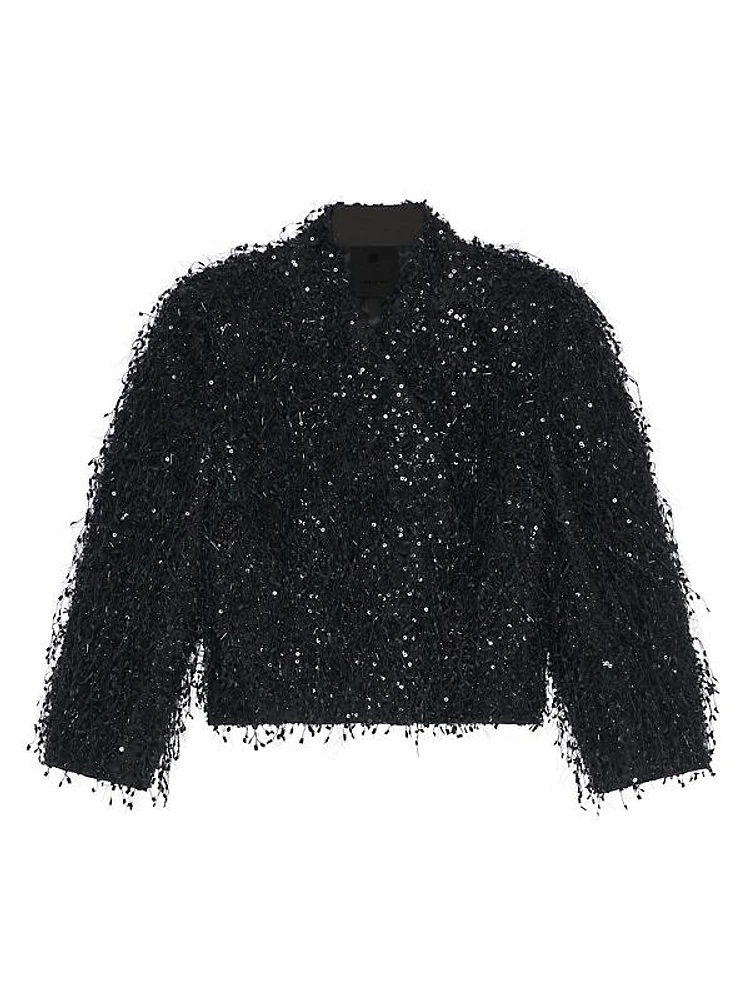 Jacket With Embroidered Fringes And Rhinestones