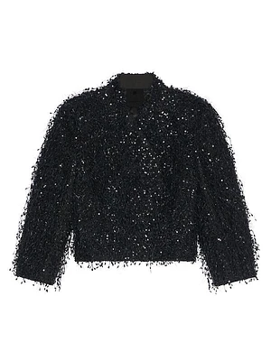 Jacket With Embroidered Fringes And Rhinestones