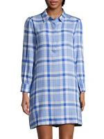 Plaid Cotton-Blend Shirtdress