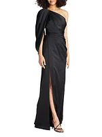 Tori Satin Draped One-Shoulder Gown