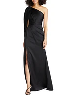 Tori Satin Draped One-Shoulder Gown