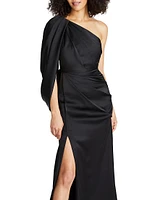 Tori Satin Draped One-Shoulder Gown