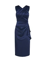 Tierra Draped Satin Midi-Dress