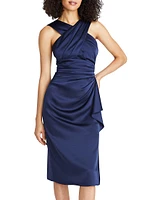 Tierra Draped Satin Midi-Dress