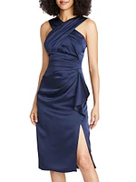 Tierra Draped Satin Midi-Dress