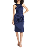 Tierra Draped Satin Midi-Dress