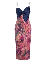 Rosa Sequined Bow Midi-Dress