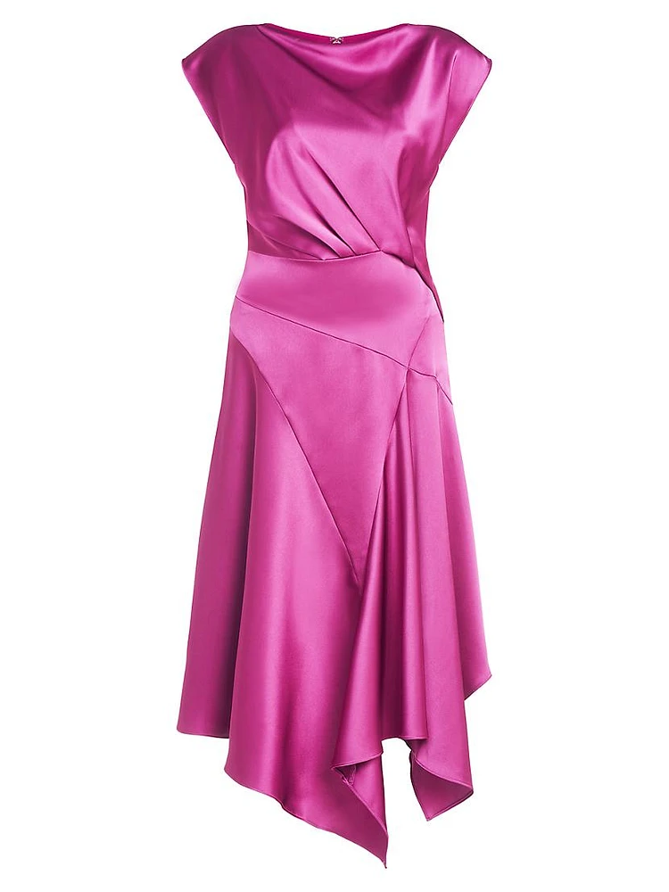 Isla Satin Draped Midi-Dress