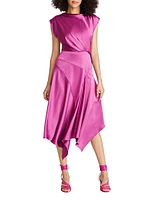 Isla Satin Draped Midi-Dress