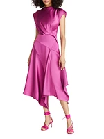 Isla Satin Draped Midi-Dress