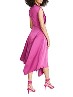 Isla Satin Draped Midi-Dress