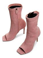 Amanda 105MM Suede Peep-Toe Booties