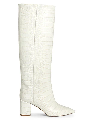 Anja 70MM Crocodile-Embossed Leather Knee-High Boots