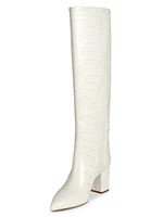 Anja 70MM Crocodile-Embossed Leather Knee-High Boots