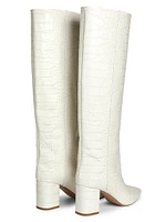 Anja 70MM Crocodile-Embossed Leather Knee-High Boots