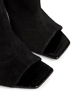 Amanda 105MM Suede Peep-Toe Booties