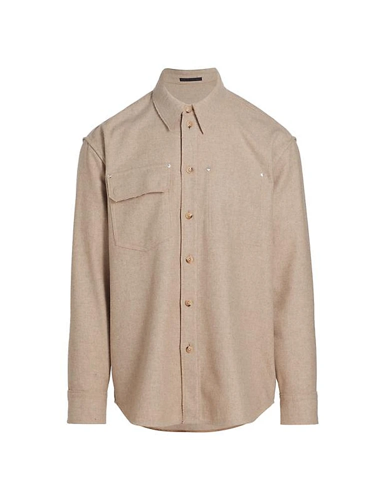 Chest Pocket Wool-Blend Shirt