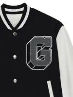 Varsity Jacket Embroidered Wool and Leather