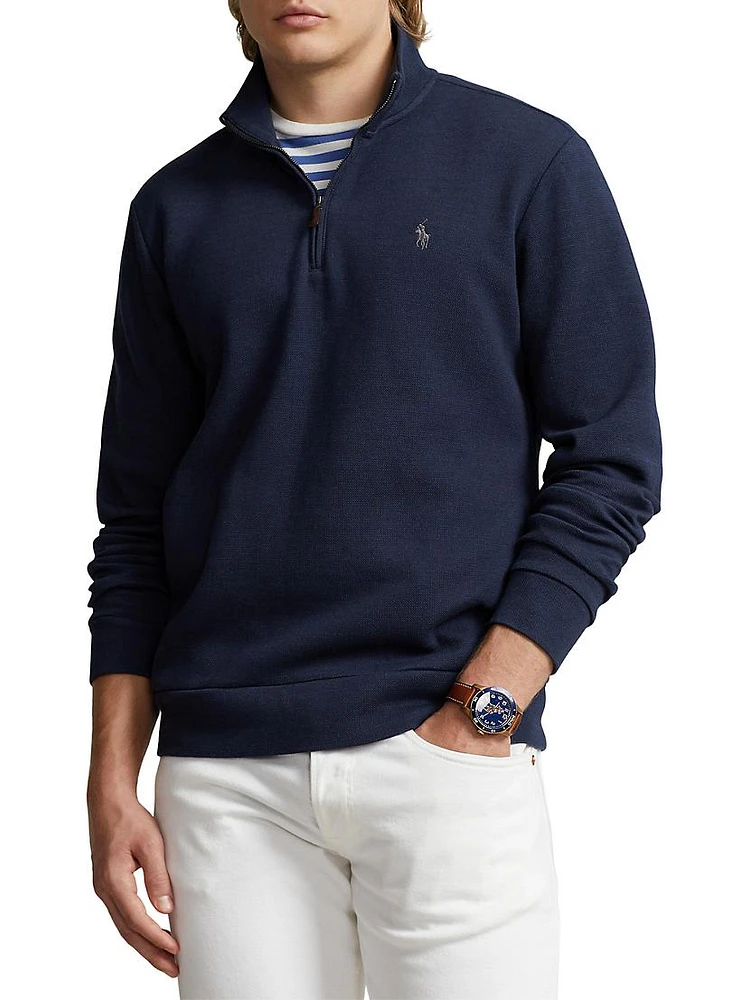 Cotton-Blend Quarter-Zip Sweatshirt