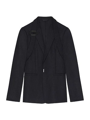 Slim Fit Jacket Wool And Lurex With U-Lock Harness