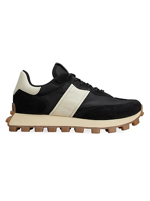 1T Leather & Suede-Trimmed Running Sneakers