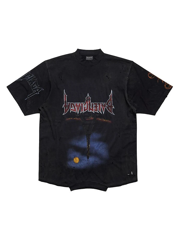 Paris Moon Upside Down T-Shirt Oversized