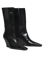 Brancesca 80MM Leather Wedge Boots