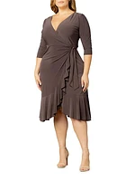 Plus Size Whimsy Wrap Midi-Dress