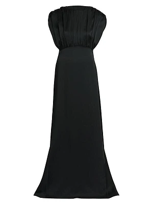 Pleated Satin Gown