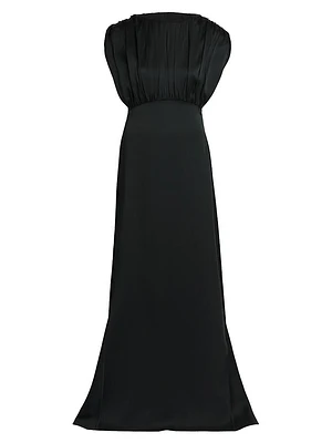 Pleated Satin Gown