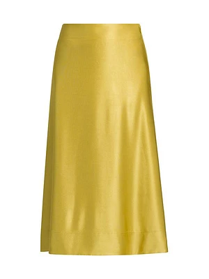 Matte Satin Midi-Skirt