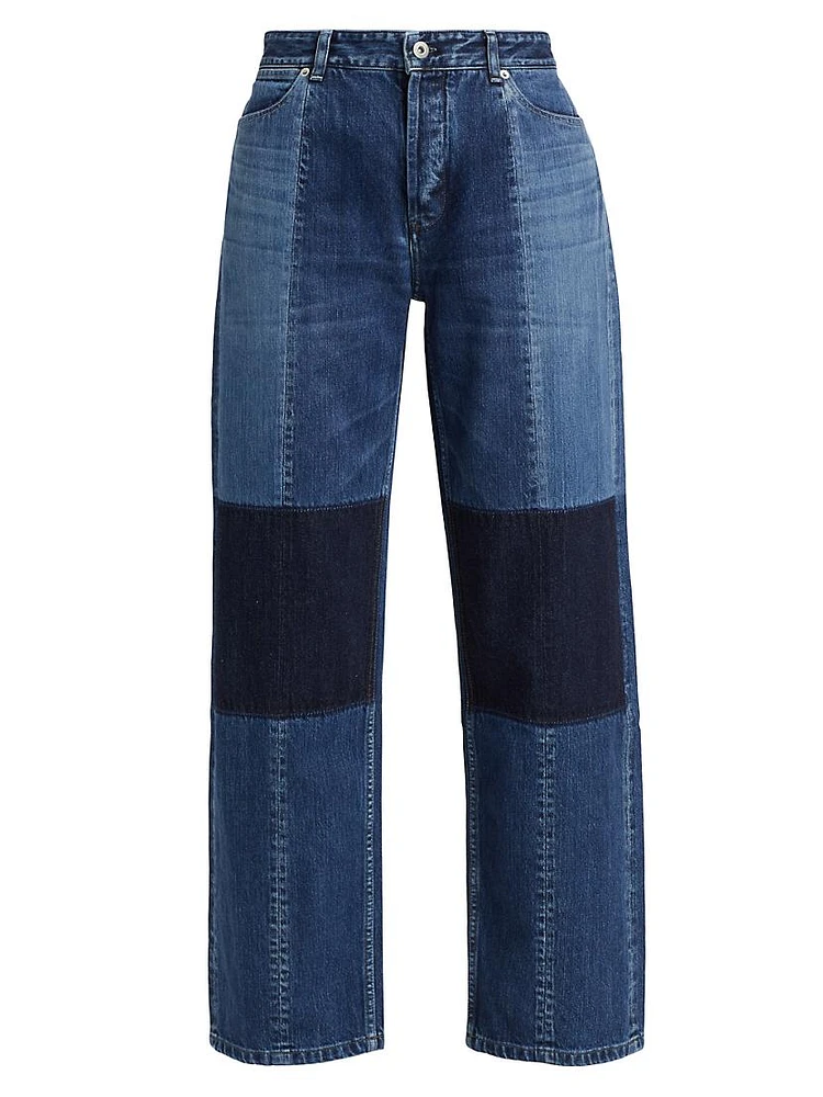 High-Rise Patchwork Wide-Leg Jeans