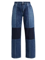 High-Rise Patchwork Wide-Leg Jeans