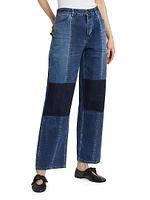 High-Rise Patchwork Wide-Leg Jeans