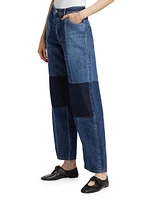 High-Rise Patchwork Wide-Leg Jeans