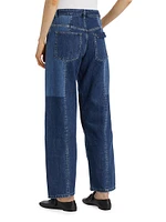 High-Rise Patchwork Wide-Leg Jeans