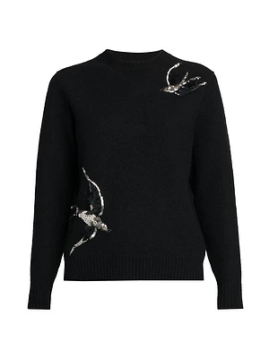 Wool Swallow Sequin Sweater