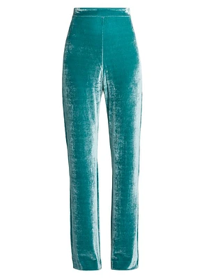 Washed Velvet Straight-Leg Pants