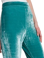 Washed Velvet Straight-Leg Pants