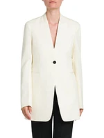 Wool Collarless Blazer