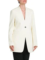 Wool Collarless Blazer