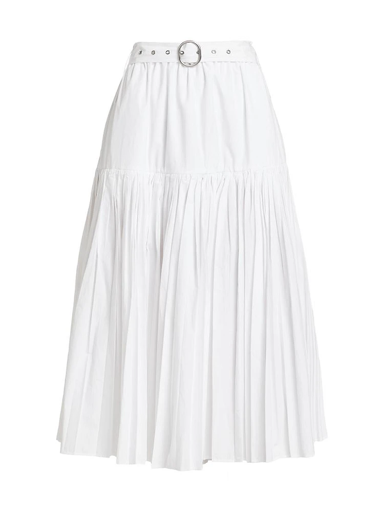 Basque Gathered Voluminous Midi-Skirt