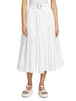 Basque Gathered Voluminous Midi-Skirt