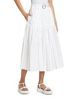 Basque Gathered Voluminous Midi-Skirt