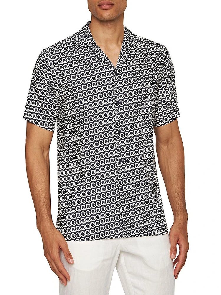 Hibbert Lacuna Spiral Print Short-Sleeve Shirt