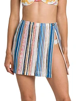 Metallic Striped Knit Miniskirt