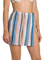 Metallic Striped Knit Miniskirt