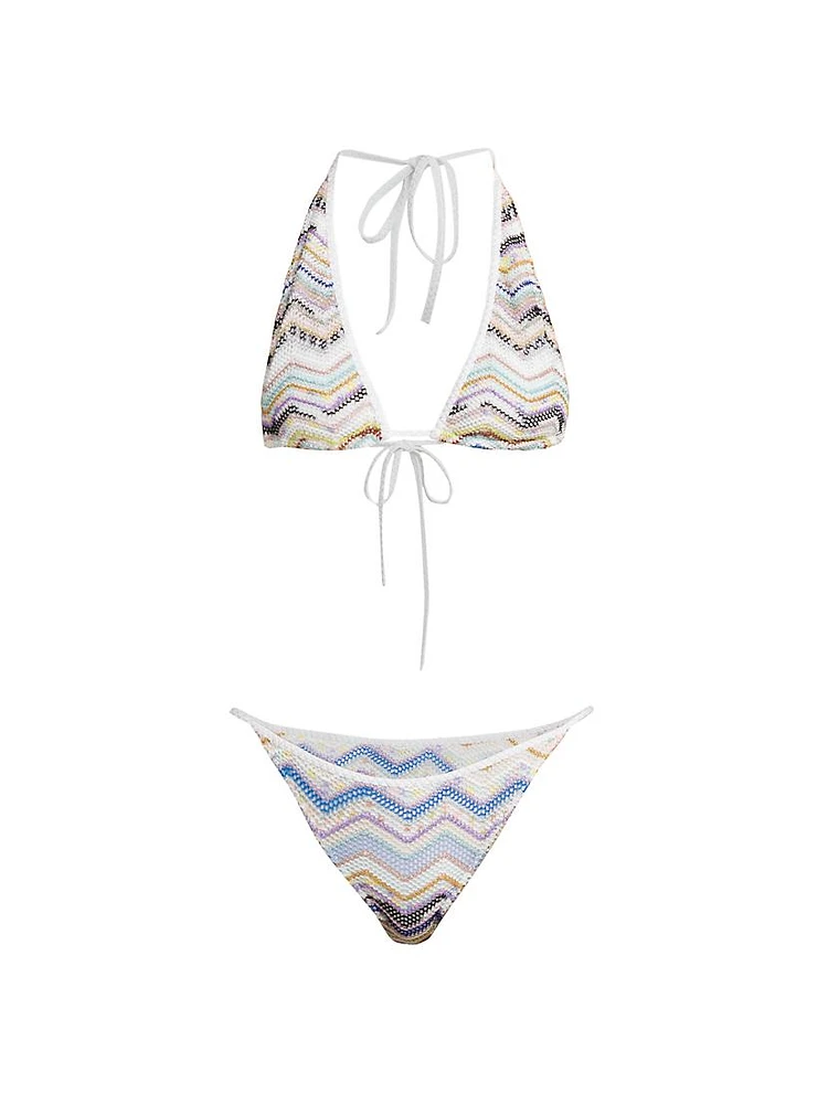 Knit Zigzag Triangle Bikini Set