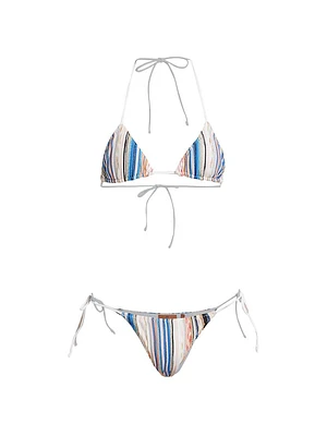 Metallic Stripe String Bikini